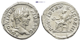 Caracalla, 198-217. Denarius (Silver, 18mm, 3.0 g), Rome, 209. ANTONINVS PIVS AVG Laureate, draped and cuirassed bust of Caracalla to right. Rev. PONT...