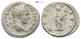 Caracalla, AD 198-211. AR, Denarius. (19mm, 3.4 g). Rome. Obv: ANTONINVS PIVS AVG BRIT. Head of Caracalla, laureate, bearded, right. Rev: MONETA AVG. ...
