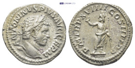 Caracalla. A.D. 198-217. AR denarius (19mm, 3.5 g). Rome, A.D. 216. ANTONINVS PIVS AVG GERM, laureate head of Caracalla right / P M TR P XVIIII COS II...