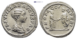 Plautilla. Augusta, A.D. 202-205. AR denarius (19mm, 3.4 g). Rome, under Septimius Severus jointly with Caracalla, A.D. 202. PLAVTILLAE AVGVSTAE, drap...