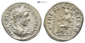 Elagabalus, 218-222. Denarius (Silver, 19mm, 2.88 g), Rome, 218-219. IMP CAES M AVR ANTONINVS AVG Laureate, draped and cuirassed bust of Elagabalus to...