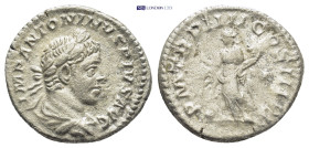 Elagabalus. A.D. 218-222. AR denarius (19mm, 3.2 g). Rome, A.D. 221. IMP ANTONINVS PIVS AVG, laureate and draped bust of Elagabalus right / P M TR P I...