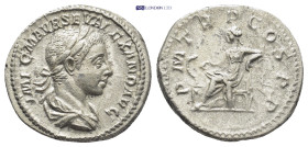 Severus Alexander AD 222-235. Rome Denarius AR (19mm., 3.3 g). IMP C M AVR SEV ALEXAND AVG, laureate and draped bust right / P M TR P COS P P, Salus s...