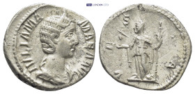 JULIA MAMAEA. 222-235 AD.Rome mint.AR Denarius. (19mm, 3.3 g) IVLIA MAMAEA AVG, diademed and draped bust right / VESTA, Vesta standing left, holding s...