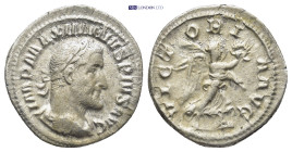 Maximinus AR Denarius. (19mm, 2.8 g) Rome, AD 235-238. IMP MAXIMINVS PIVS AVG, laureate, draped bust right, early portrait resembling Severus Alexande...