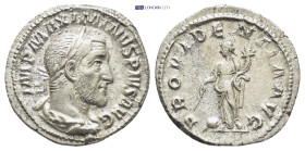 Maximinus I - Providentia Denarius. (19mm, 2.8 g) 235-236 AD. Rome mint. Obv: IMP MAXIMINVS PIVS AVG legend with laureate and draped bust right. Rev: ...