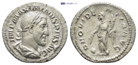 Maximinus I (AD 235-238). AR denarius (20mm, 2.6 g). Rome, AD 236. IMP MAXIMINVS PIVS AVG, laureate, draped, and cuirassed bust of Maximinus right / P...