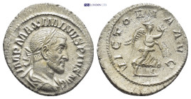 Maximinus I Thrax (235-238 AD). AR Denarius (20mm, 2.5 g), Rome, 235/236. Obv. IMP MAXIMINVS PIVS AVG, Laureate, draped and cuirassed bust to right. R...