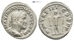 Maximinus I. Thrax (235-238 AD). AR Denarius (19mm, 2.65 g), Rome. Obv. IMP MAXIMINVS PIVS AVG GERM, Laureate, draped and cuirassed bust right, seen f...