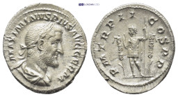 Maximinus I. Thrax (235-238 AD). AR Denarius (19mm, 3.11 g), Rome, 236 AD. Obv. IMP MAXIMINVS PIVS AVG GERM, Laureate, draped and cuirassed bust right...