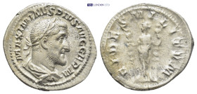 Maximinus I. Thrax (235-238 AD). AR Denarius (21mm, 3.0 g), Rome. Obv. IMP MAXIMINVS PIVS AVG, Laureate, draped and cuirassed bust right, seen from be...