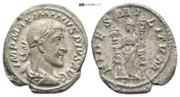 Maximinus I. Thrax (235-238 AD). AR Denarius (21mm, 3.6 g), Rome. Obv. IMP MAXIMINVS PIVS AVG, Laureate, draped and cuirassed bust right, seen from be...