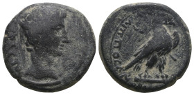 Phrygia, Amorium. Augustus, 27 BC-14 AD. AE.
Obv: [ϹƐΒΑϹΤΟϹ]. Bare head of Augustus, right.
Rev: ΚΑΛΛΙΠΠΟϹ [ΑΜΟΡΙΑΝWΝ]. Eagle with caduceus standing...