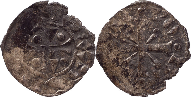 Portugal
D. Sancho II (1223-1248)
Dinheiro of cross of nails
AG: 02.? 0.56 g
XF