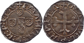 Portugal
D. Manuel I (1495-1521)
Half vintém Lisbon
Superior shield above circunfrence
One of the best known
Variant of legend not cataloged: ..ET:A:/...