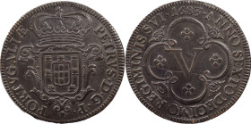 Portugal
D. Pedro Regent (1667-1683)
5 réis Lisbon 1683
AG: 39.02 9.22 g
Good XF