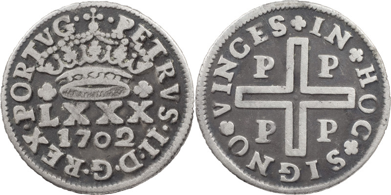 Portugal
D. Pedro II (1683-1706)
Tostão Porto 1702
AG: 45.04 3.38 g
Fine