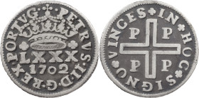 Portugal
D. Pedro II (1683-1706)
Tostão Porto 1702
AG: 45.04 3.38 g
Fine