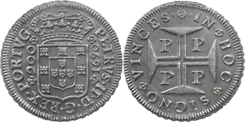 Portugal
D. Pedro II (1683-1706)
12 Vinténs Porto 1690
AG: 67.02 8.58 g
AU