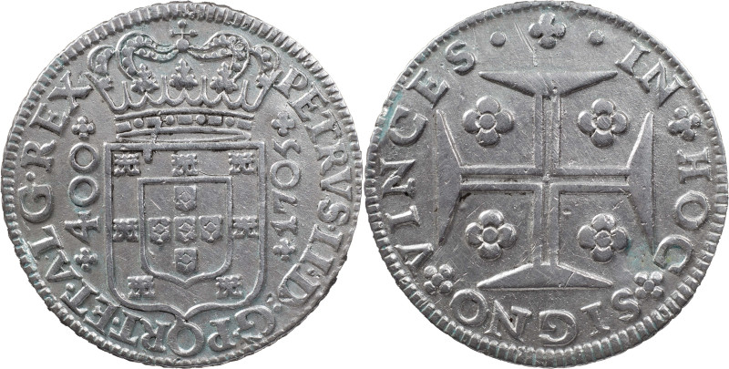 Portugal
D. Pedro II (1683-1706)
New Cruzado Lisbon 1705
AG: 79.06 17.07 g
XF