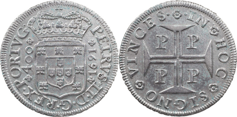 Portugal
D. Pedro II (1683-1706)
New Cruzado Porto 1691
AG: 88.03 17.00 g
Good X...