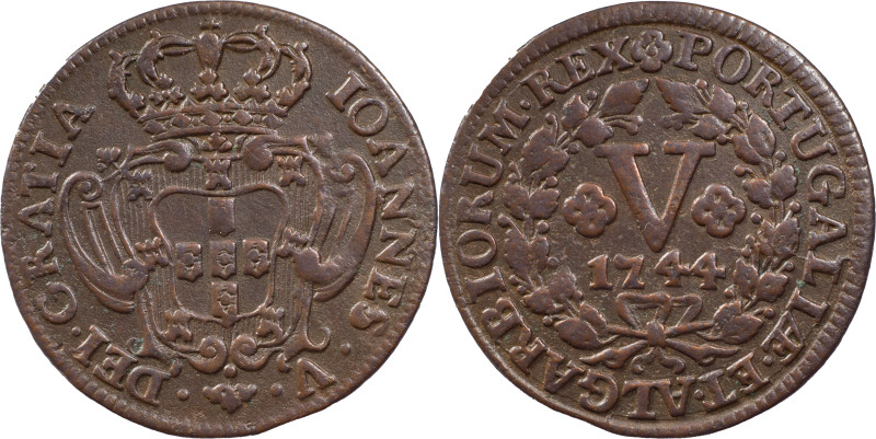 Portugal
D. João V (1706-1750)
5 réis 1744
AG: 19.13 5.64 g
XF