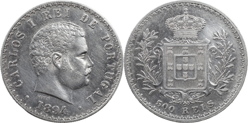 Portugal
D. Carlos I (1889-1908)
500 réis 1894 Lisbon
AG: 11.07 12.24 g
Good XF