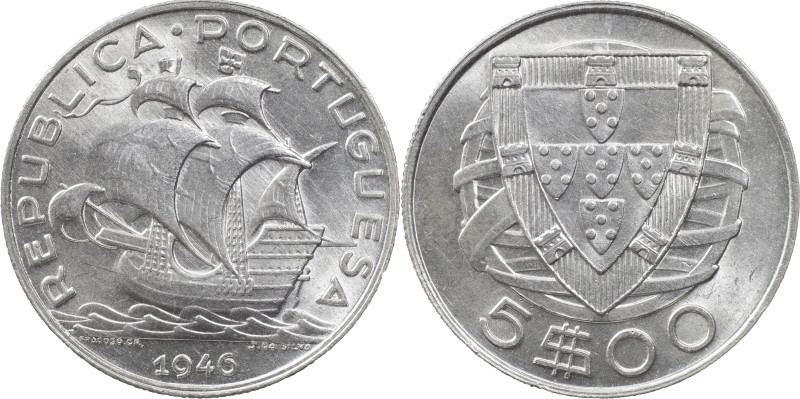 Portugal
Portuguese Republic (1910-Present)
5 escudos 1946 Lisbon
AG: 35.08 6.96...