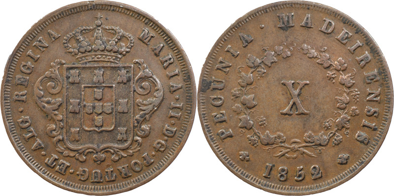 Portugal - Madeira
D. Maria II (1834-1853)
10 réis 1852
AG: 01.03 12.28 g
XF