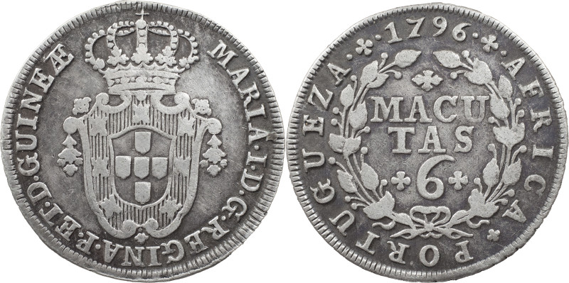 Angola
D. Maria I (1786-1799)
6 Macutas 1796
AG: 06.02 8.72 g
XF