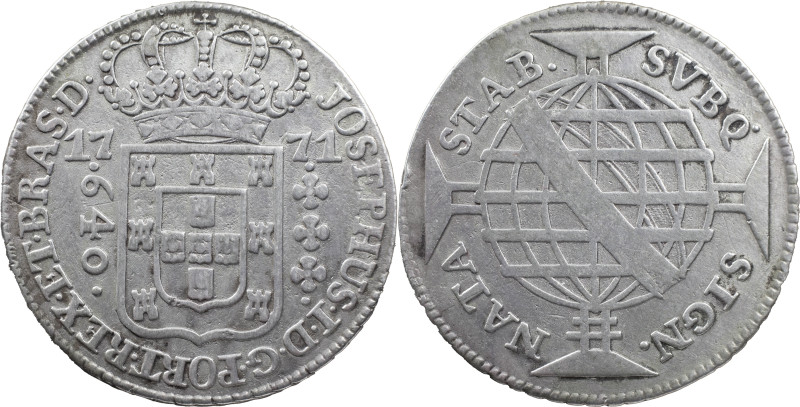 Brasil
D. José I (1750-1777)
640 réis 1771 Lisbon
AG: 52.02 16.86 g
XF