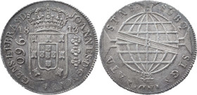 Brasil
D. João Regent (1799-1816)
960 réis 1813 Rio of Janeiro
Restrike Above 8 spanish reales
AG: 29.10 27.11 g
AU
