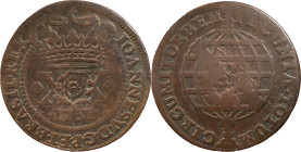 Brasil
D. João Regent (1799-1816)
Seal of shield 1809 Above 20 réis 1731 of D. João V
AG: 72.03 12.29 g
Fine