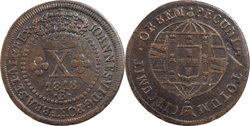 Brasil
D. João VI (1816-1822)
10 réis 1818 Rio of Janeiro
AG: 01.01 4.14 g
XF