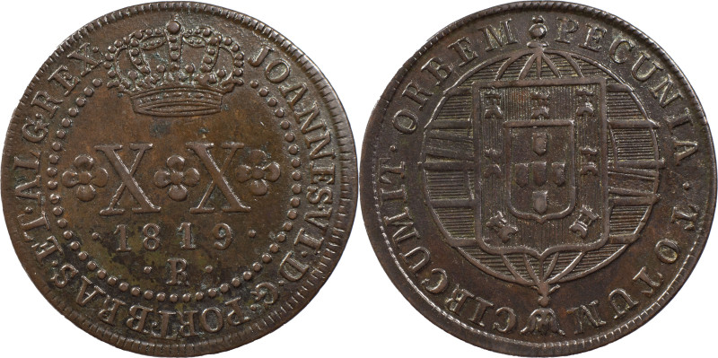 Brasil
D. João VI (1816-1822)
20 réis 1819 Rio of Janeiro
AG: 03.02 5.54 g
AU