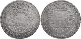 Brasil
D. João VI (1816-1822)
960 réis 1819 Rio of Janeiro
Restrike Above 8 spanish reales
AG: 25.06 26.94 g
Good XF
