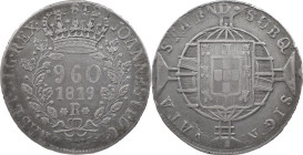 Brasil
D. João VI (1816-1822)
960 réis 1819 Rio of Janeiro
Restrike Above 8 spanish reales of 1818
AG: 25.06 26.54 g
Good XF