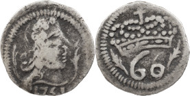 Portuguese India
D. José I (1750-1777)
60 réis (Tanga) 1751 Goa
AG: 43.01 1.21 g
VF