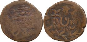 Portuguese India
D. Miguel I (1828-1834)
30 réis restrike Above Half tanga of D. José I
AG: 01.02 19.14 g
Fine