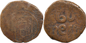 Portuguese India
D. Miguel I (1828-1834)
60 réis restrike Above tanga of D. João VI
AG: 02.05 38.46 g
Fine