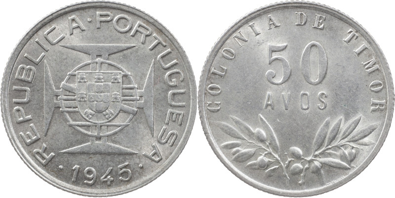 Timor
Portuguese Republic (1910-Present)
50 avos 1945
AG: 03.01 3.51 g
AU