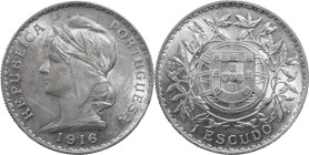 Portugal
Portuguese Republic (1910-Present)
1 escudo 1916
AG: 23.02 25.16 g
UNC