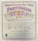 Portugal
PORTUGALIA Company producing beer 1946. Title of 5 stocks. Dated and stamped. UNC