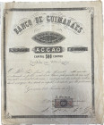 Portugal - Banco de Guimarães 1873. Title of one stock. 
Signed and stamped. UNC