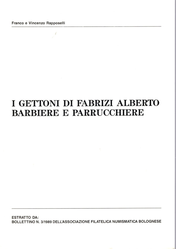 RAPPOSELLI Franco e Vincenzo - I Gettoni di Fabrizi Alberto barbiere e parrucchi...