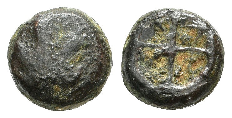 RODI. Kamiros. AE10 mm. V secolo a.C. circa. AE (1,43 g). D/ foglia di fico; R/ ...