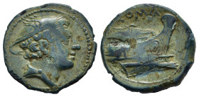 Repubblica Romana. EMISSIONI ANONIME. Roma. Semuncia. 217-215 a.C. AE (3,87 g). D/ testa di Mercurio cn petaso alato a destra; R/ prua di nave a destr...