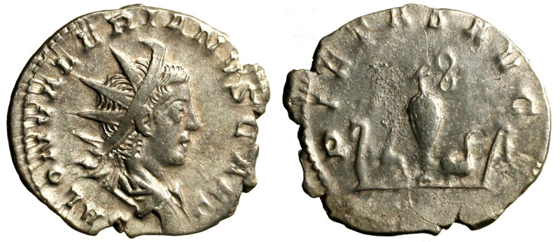 VALERIANO II (257-258) Antoniniano per Colonia. D/ Busto rad. a ds. R/ Giove bam...