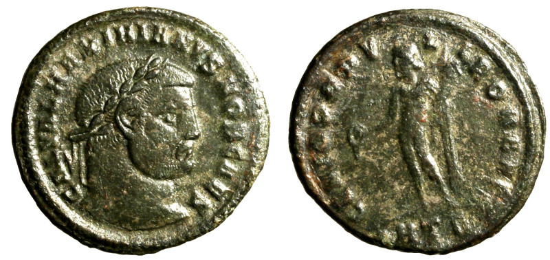 GALERIO MASSIMIANO (294-297) Follis per Eraclea. MAXIMIANVS NOB CAES, Busto laur...