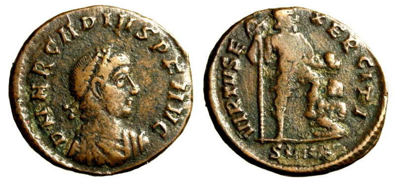 ARCADIO (383-408) AE 2 per Cizico (388-392) Busto diad., drapp. e corazzato a ds...